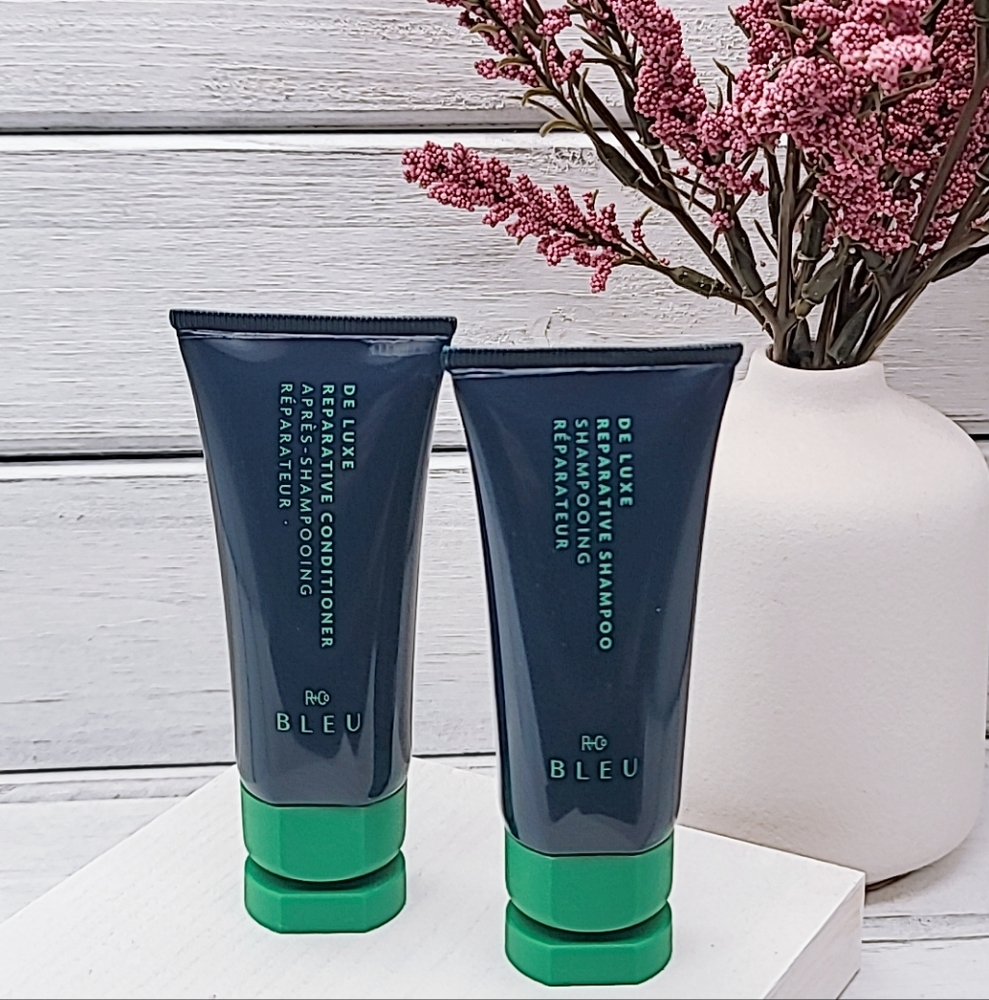 R+Co Bleu De Luxe Reparative Shampoo and Conditioner-Travel size